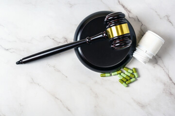 gavel with drugs